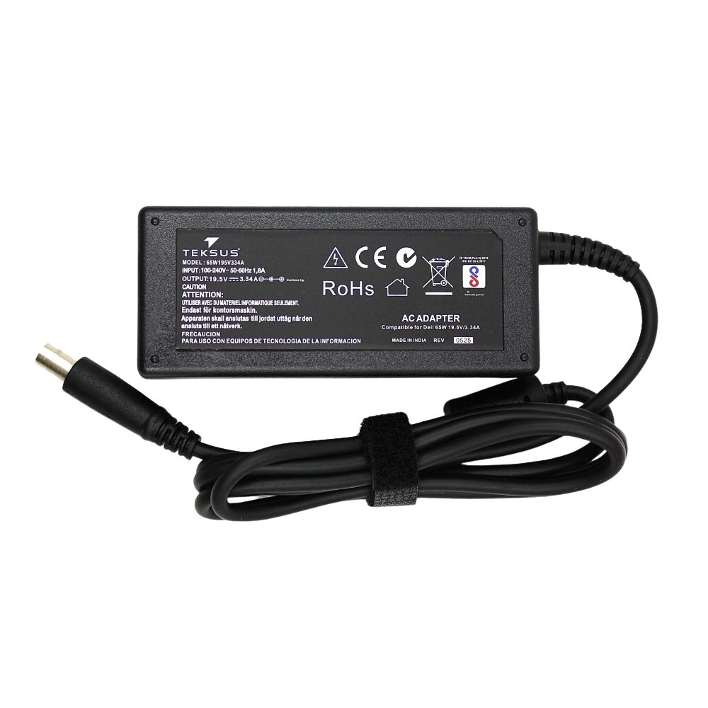 Teksus Laptop Adapter Compatible For Dell 65w | 19.5v/3.34a | 7.4mm x 5.0mm Big Pin view 2